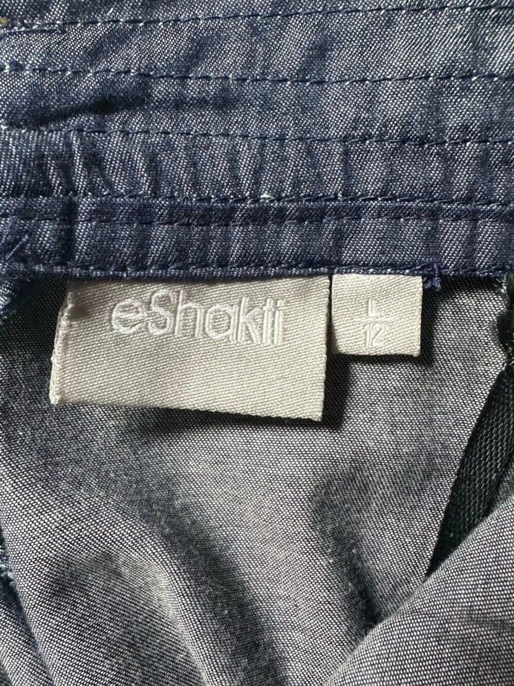 eShakti Skirt Women’s Size 12 Blue Denim Pleated A-Line Ankle Maxi Pockets
